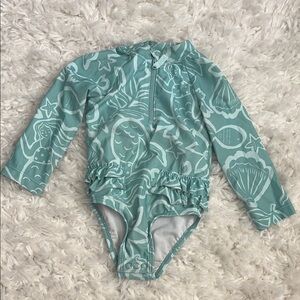 Carter's Green Rashguard Swimwear with Ruffled Texture